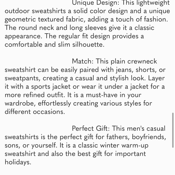 Men Men's Crewneck‎ Sweat Soild Color Geometric Texture Long Sleeve Casual Shirt - Picture 7 of 7